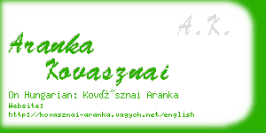 aranka kovasznai business card